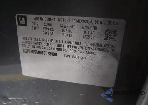 2017 Chevrolet Cruze Premier Auto из США, поврежденный, VIN 3G1BF6SM0HS578090